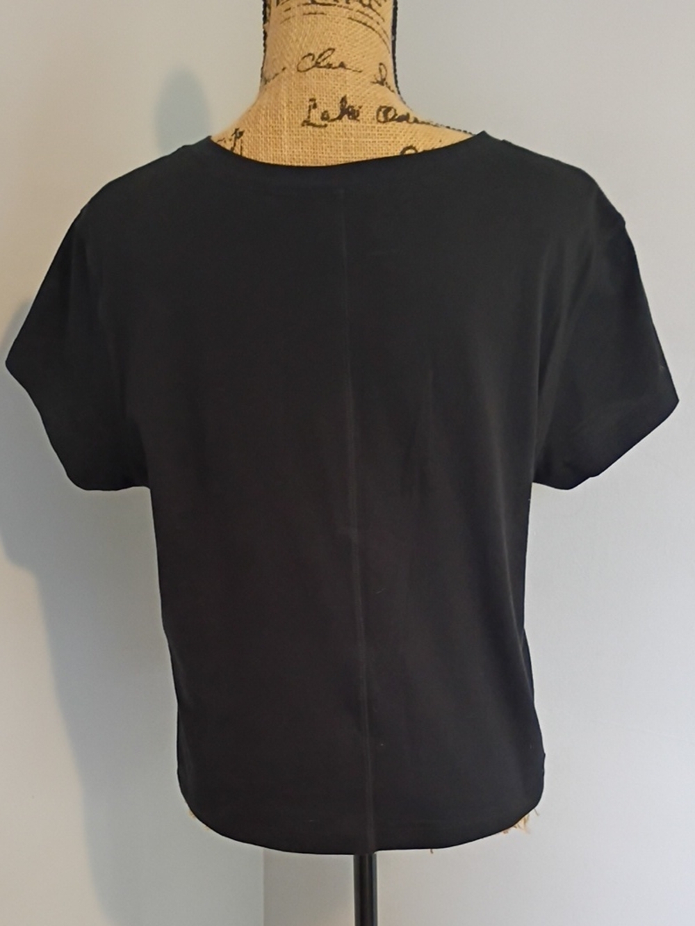 CAbi Black Short Sleeve Tee with White Floral Graphic - Picture 2 of 3